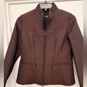 Zanella Made In Italy Dark Brown Classic Chevron Patterned Jacket-Size 8